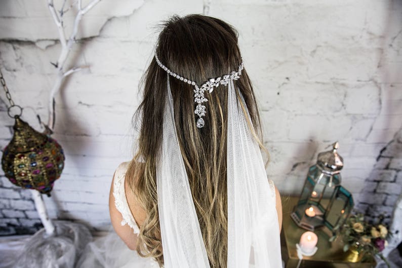 Zirconia Crystal Bridal Headpiece Indian Wedding Hair Etsy