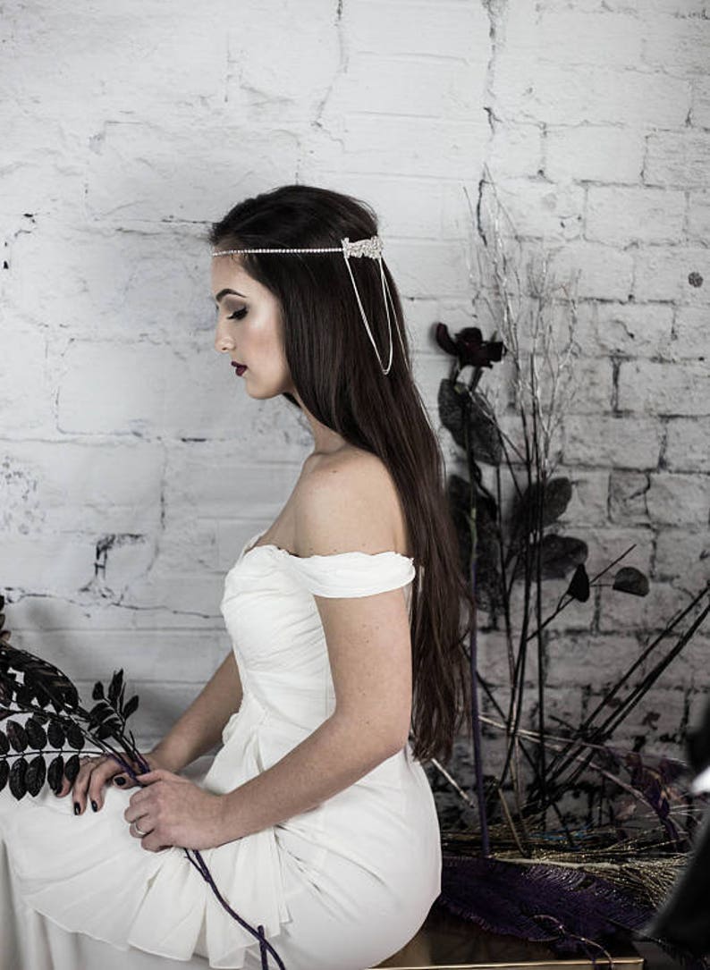 Gatsby Wedding Headpiece Art Deco Hair Accessories Bridal Hair Chain Jewelry Bridal Head Chain Art Deco Bridal Headband Forehead Jewelry