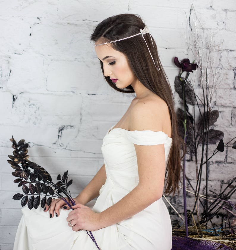 Gatsby Wedding Headpiece Art Deco Hair Accessories Bridal Hair Chain Jewelry Bridal Head Chain Art Deco Bridal Headband Forehead Jewelry