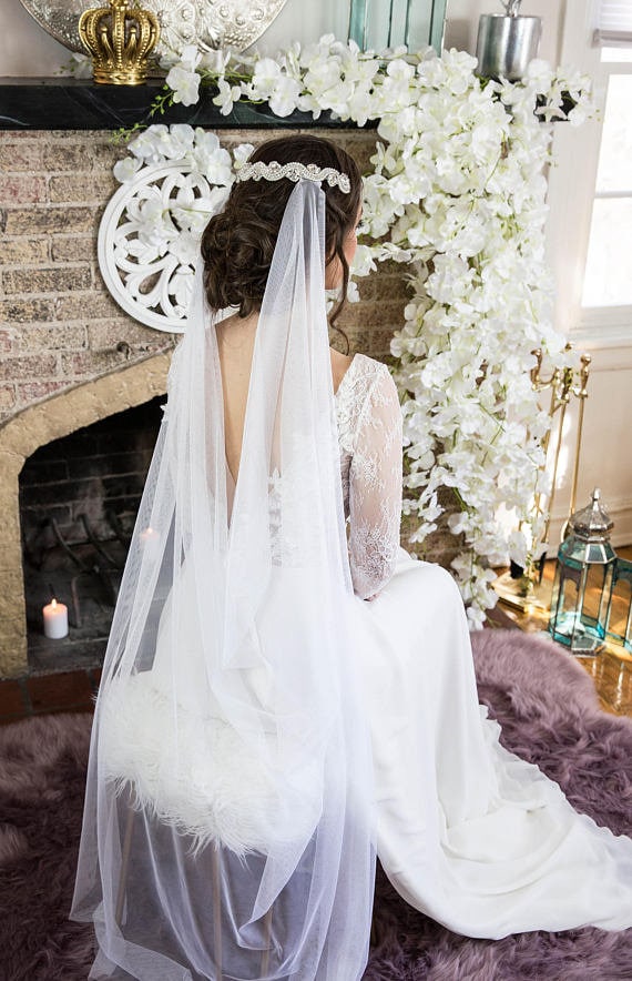 Drape Veil In Bridal Veils Bohemian Wedding Veil Boho Etsy
