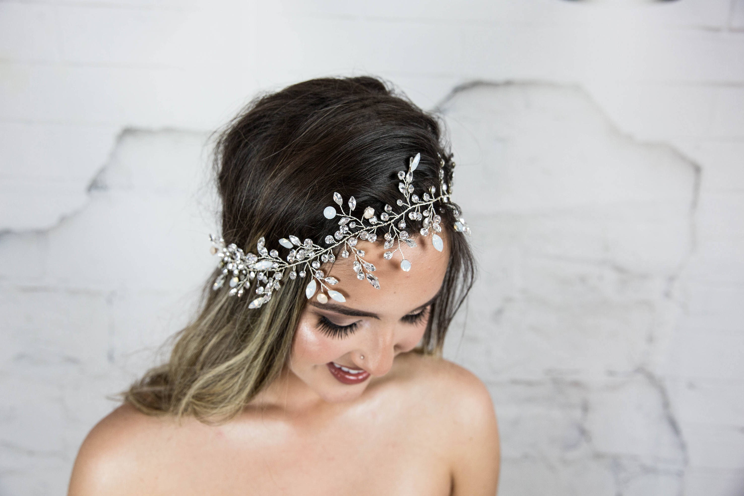 Bridal Hair Vine Swarovski Leaf Headband Wedding Hair Wreath