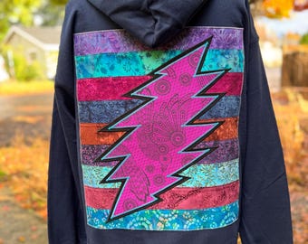 Ready to Ship! Large Unisex Hoodie Zip Stitched Patchwork Sweatshirt