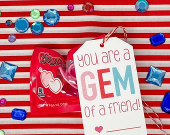 you are a gem of a friend valentines cards - classroom valentines / classroom party / candy valentine