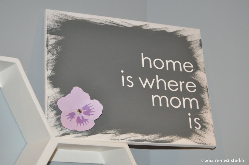 home is where mom is canvas art mothers day/mother of the bride/mother in law/aunt/grandmother/christmas gift/special mom/adoption image 2