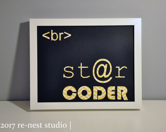star coder framed wall art - STEM/STEM junior/kids who code/inspiration/encouragement/computer coding art/kids bedroom/coding is cool