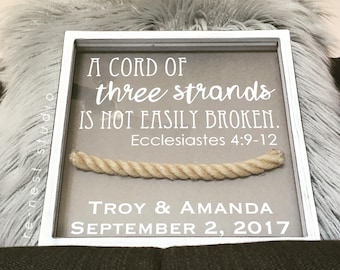 personalized ecclesiastes 4:9-12 wedding art - custom wedding present/bible verse/cord of three strands/monogram wedding/keepsake wedding
