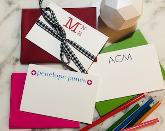 monogrammed notecard set with envelopes - thank you cards/modern monogram/correspondence/gift card/initial cards/flat cards