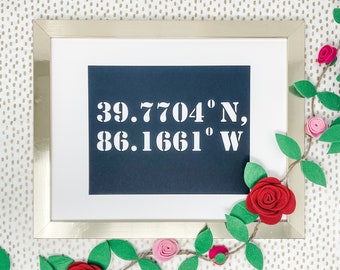 wedding location coordinates framed art - engagement gift/wedding shower gift/newlywed gift/personalized wedding gift/destination wedding