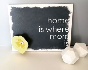 home is where mom is canvas art - mothers day/mother of the bride/mother in law/aunt/grandmother/christmas gift/special mom/adoption