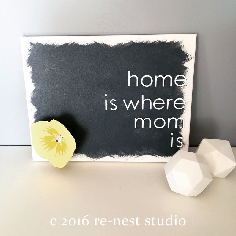 home is where mom is canvas art mothers day/mother of the bride/mother in law/aunt/grandmother/christmas gift/special mom/adoption image 1