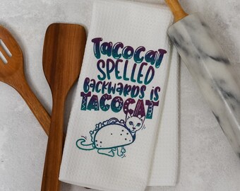 Funny Kitchen Towel | Taco Cat | Microfiber Towel | Housewarming Gift | Bridal Shower Gift | Hostess Gift