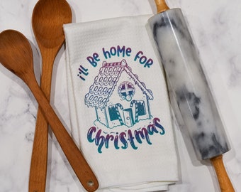 I'll Be Home For Christmas Towel | Christmas Towel | Gingerbread | Stocking Stuffer | Microfiber Towel | Housewarming Gift | Hostess Gift