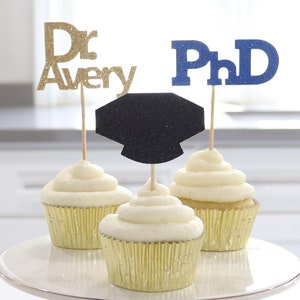 Personalized PhD Graduation Cupcake Toppers, PhD Graduation Decorations 2024, PhD Graduation Party Decor for PhD Graduate