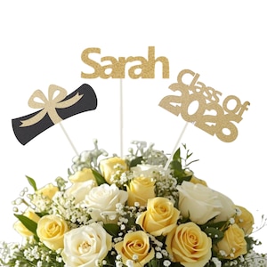 Centros de mesa de graduación 2026, decoración de mesa con nombre personalizado, centros de mesa para fiesta de graduación de 2026, centros de mesa de graduación personalizados