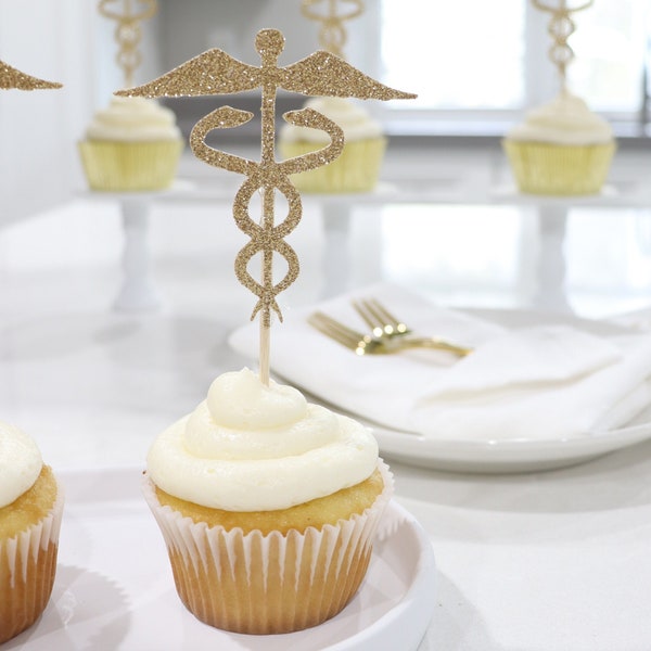 Medical School Graduation Party Decorations, Med School Cupcake Toppers, Residency Match Day Party, White Coat Ceremony Party Decor