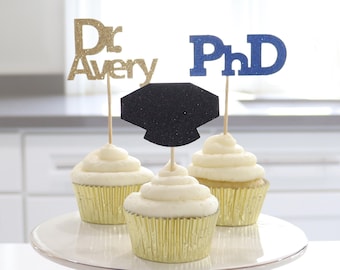 Personalized PhD Graduation Cupcake Toppers, PhD Graduation Decorations 2025, PhD Graduation Party Decor for PhD Graduate
