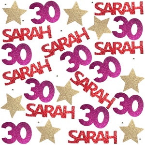 30th Birthday Confetti, 30th Birthday Decoration, Thirty Birthday Age Confetti, Confetti Includes 30, Star and Name - 25 Pieces
