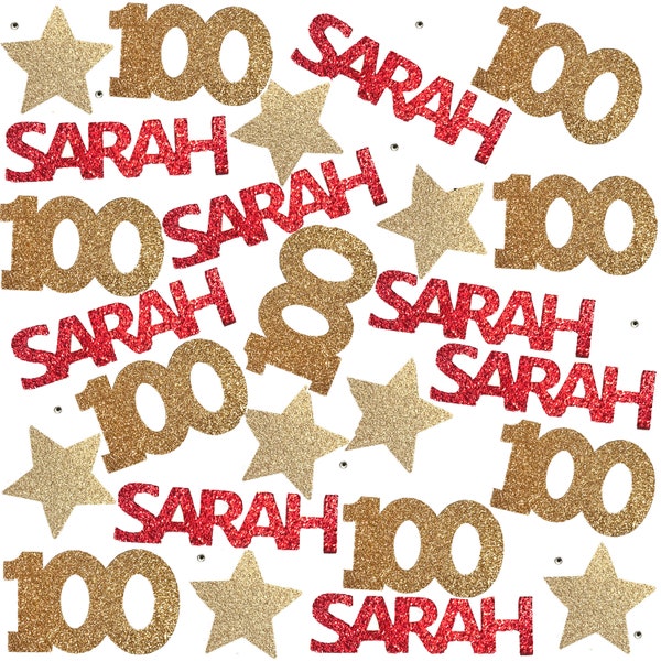 100th Birthday, 100 Birthday, 100th Birthday Decorations, Confetti Includes 100, Star and Name - 25 Pieces