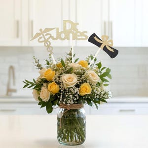 Medical School Graduation Party Decoration, Custom Doctor Name Set for Table Centerpiece, Med School Graduation Party Supplies or Gift