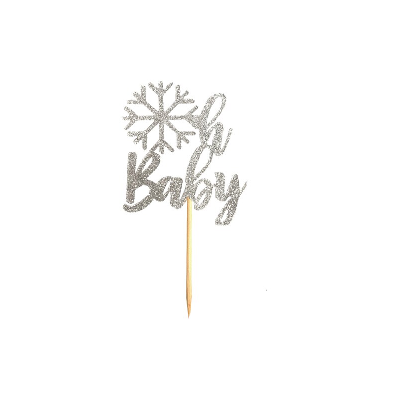6 or 12 CT. Gender Reveal Party Decorations Snowflake Cupcake Topper Baby Shower Decorations Oh Baby Cupcake Topper