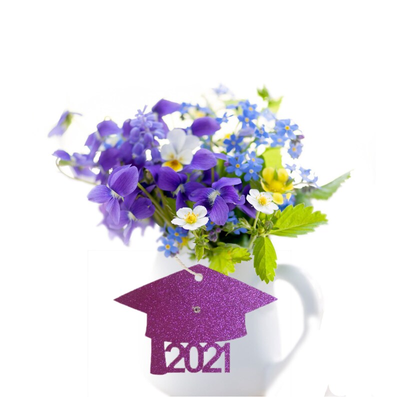 Graduation Cap Cutout Set of 3 Class of 2021 Mason Jar Tag Preschool Graduation 2021 Tags Grad Cap