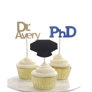 Personalized PhD Graduation Cupcake Toppers, PhD Graduation Decorations 2026, PhD Graduation Party Decor for PhD Graduate
