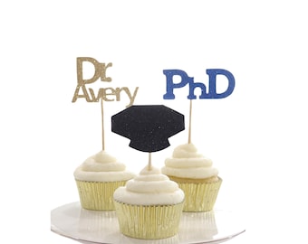 Personalized PhD Graduation Cupcake Toppers, PhD Graduation Decorations 2026, PhD Graduation Party Decor for PhD Graduate