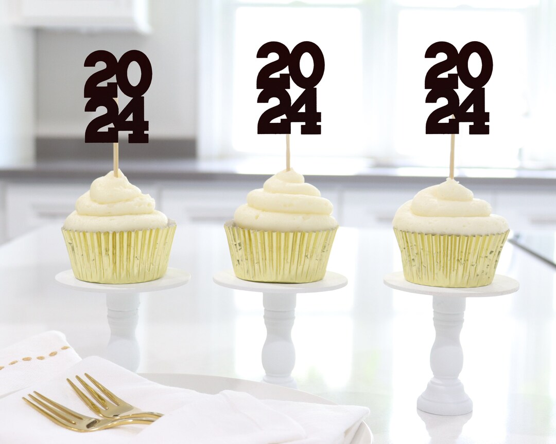 New Year's Eve 2024 Cupcake Toppers New Years Party Etsy