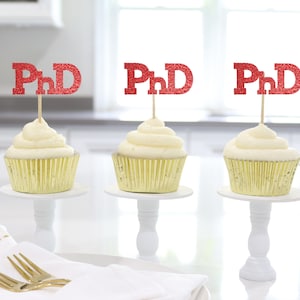 PhD Grad Party Cupcake Toppers, PhD Graduation Decorations 2025, Doctorate Graduation Party Decor for 2025 PhD Grad