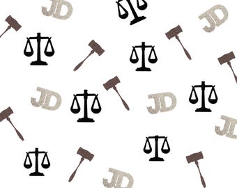Law School Graduation Confetti, Gavel, Scales, JD, Party Decorations