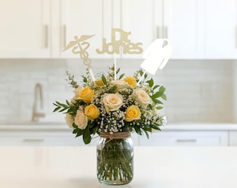 Medical School Class of 2026 Graduation Centerpiece Stick Set, Med School Grad Party Supplies