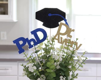 2026 PhD Graduation Table Centerpiece Sticks, PhD Graduation Decorations, Personalized 2026 PhD Party Supplies for PhD Graduate