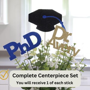 2026 PhD Graduation Table Centerpiece Sticks, PhD Graduation Decorations, Personalized 2026 PhD Party Supplies for PhD Graduate image 5