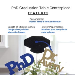 2026 PhD Graduation Table Centerpiece Sticks, PhD Graduation Decorations, Personalized 2026 PhD Party Supplies for PhD Graduate image 2