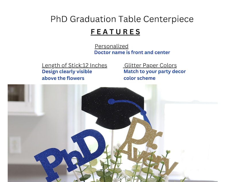 2026 PhD Graduation Table Centerpiece Sticks, PhD Graduation Decorations, Personalized 2026 PhD Party Supplies for PhD Graduate image 2