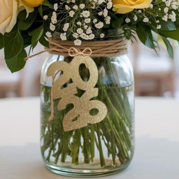 Graduation 2026 Mason Jar Tag, Class of 2026 Graduation Centerpiece Decor Jar Hanger, Grad Party Table Decorations