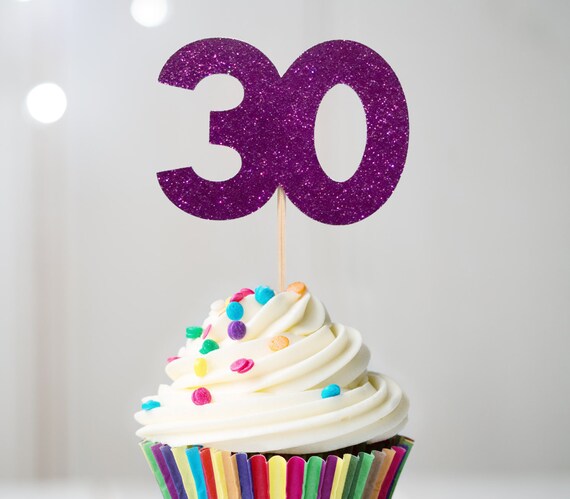 30th Birthday Decorations 30th Birthday Cupcake Toppers 30th Etsy