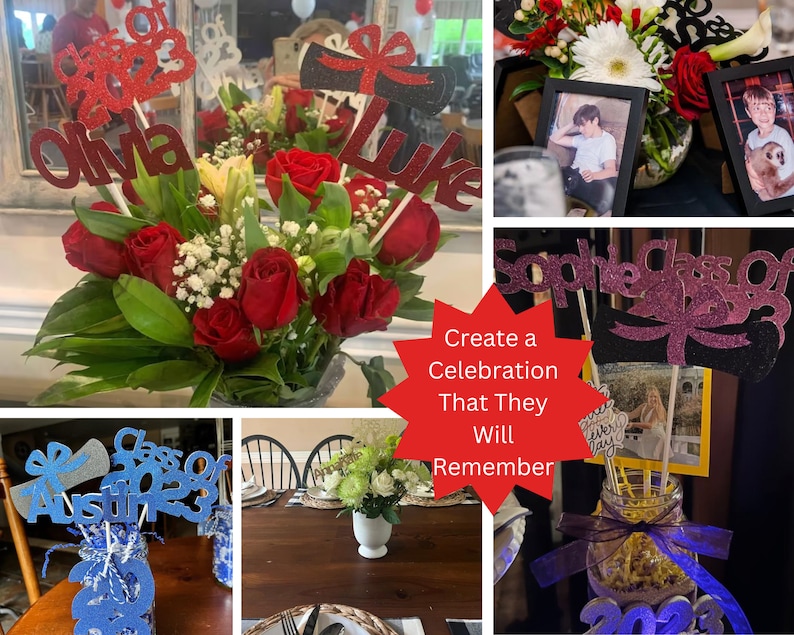 Graduation Centerpieces 2024, Graduation Decorations, Grad Party Decor, Class of 2024 Graduation Centerpiece image 3