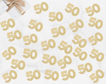 50th Wedding Anniversary Confetti – Golden Anniversary Party Decor, 50 Years of Love Table Scatter, 25 Pieces