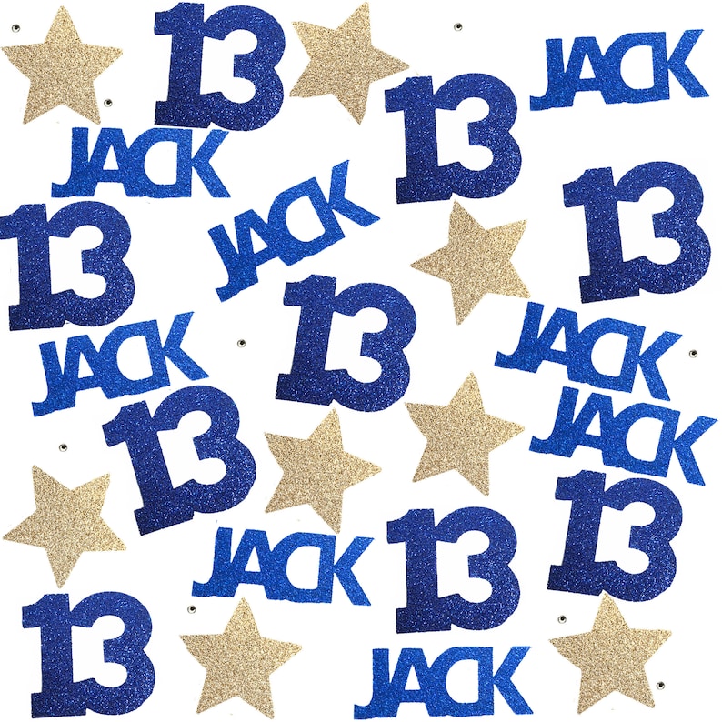 Personalized Custom Name Confetti, 13th Birthday Decorations, Confetti includes 13, Star and Name - 25 Pieces