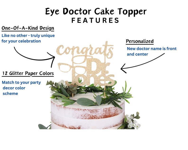 Optometry Graduation Cake Topper, Personalized Congrats Eyeglass Cake ...