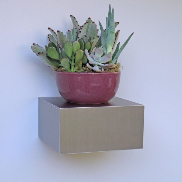 Metal Floating Wall Cube, Art Display Shelf, Finish Options