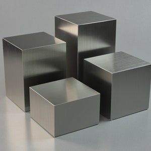 Mini Display Pedestals, Cubes and Risers, Brushed Aluminum, Silver Metallic Finish