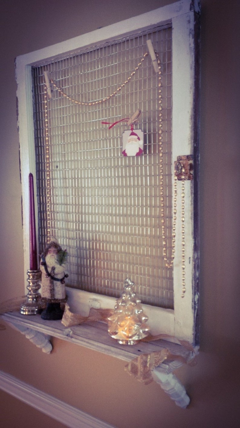 Vintage Window Frame Display with Shelf Etsy