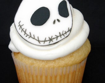 Set of 12 Jack Skellington Nightmare Fondant Cupcake Toppers Christmas