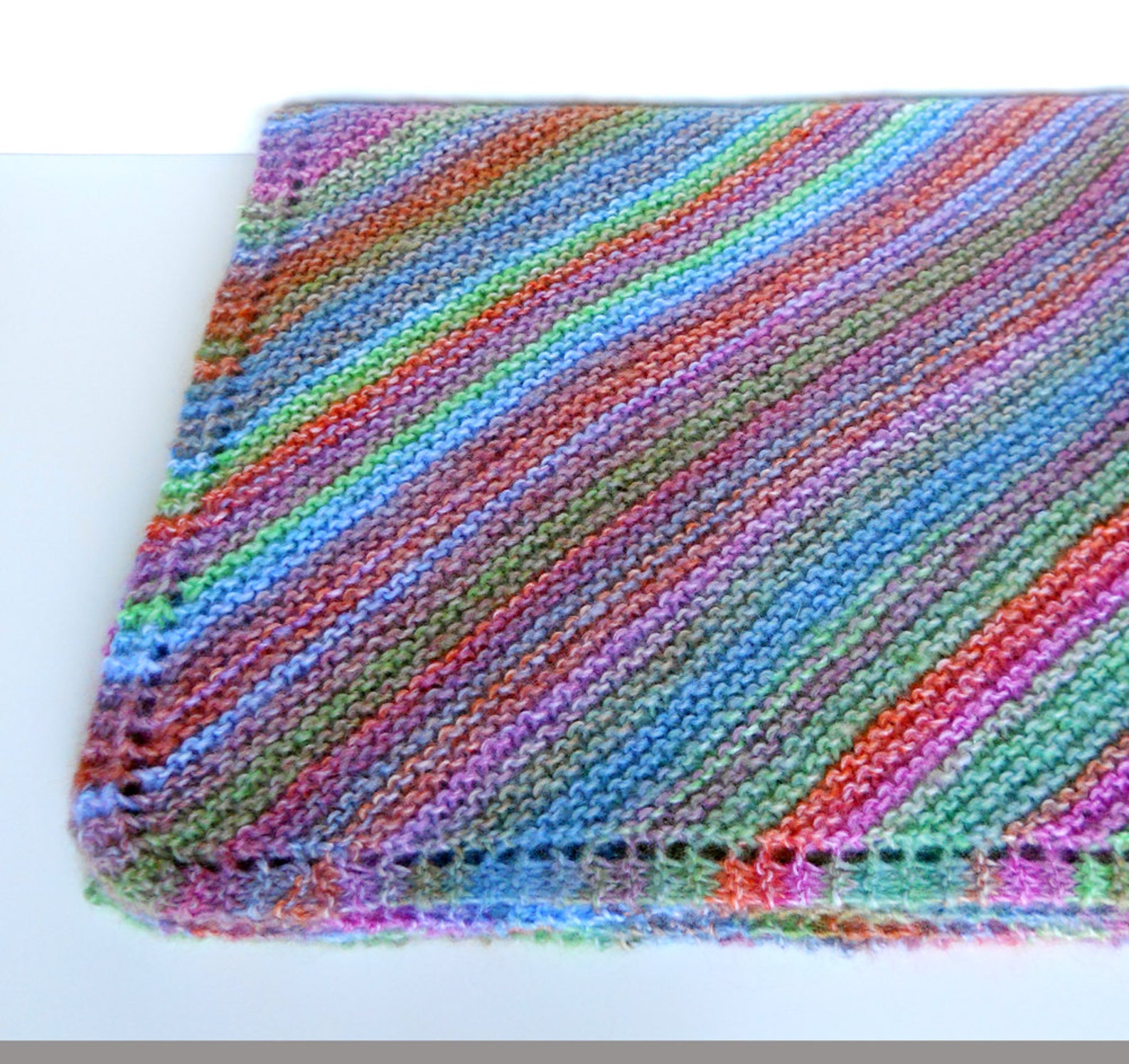 Knit Baby Blanket in Diagonal Stripes multi colored Etsy
