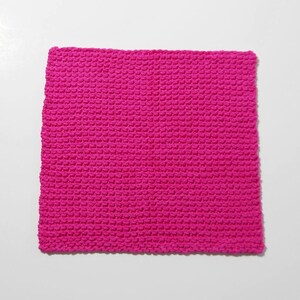 Large Cotton Dishcloth/ Washcloth in Hot Pink, Hand Knit, 8 Inches, Make Your Own Set, Housewarming Gift, Baby Shower Gift, Stocking Stuffer image 4