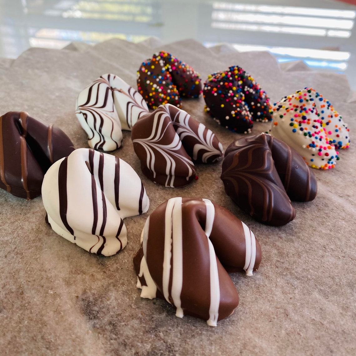 Chocolate Dipped Fortune Cookies 6 or 12 Etsy