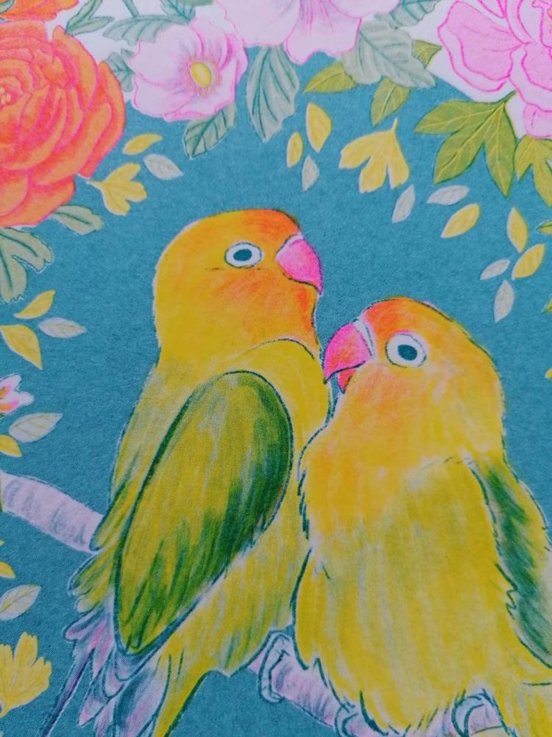 Lovebirds A4 risograph print neon fluorescent pink image 3