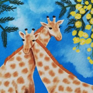 A Tower of Giraffes collective noun giclee fine art print, A4. Children's room decor. Jungle, family, zoo theme nursery image 3